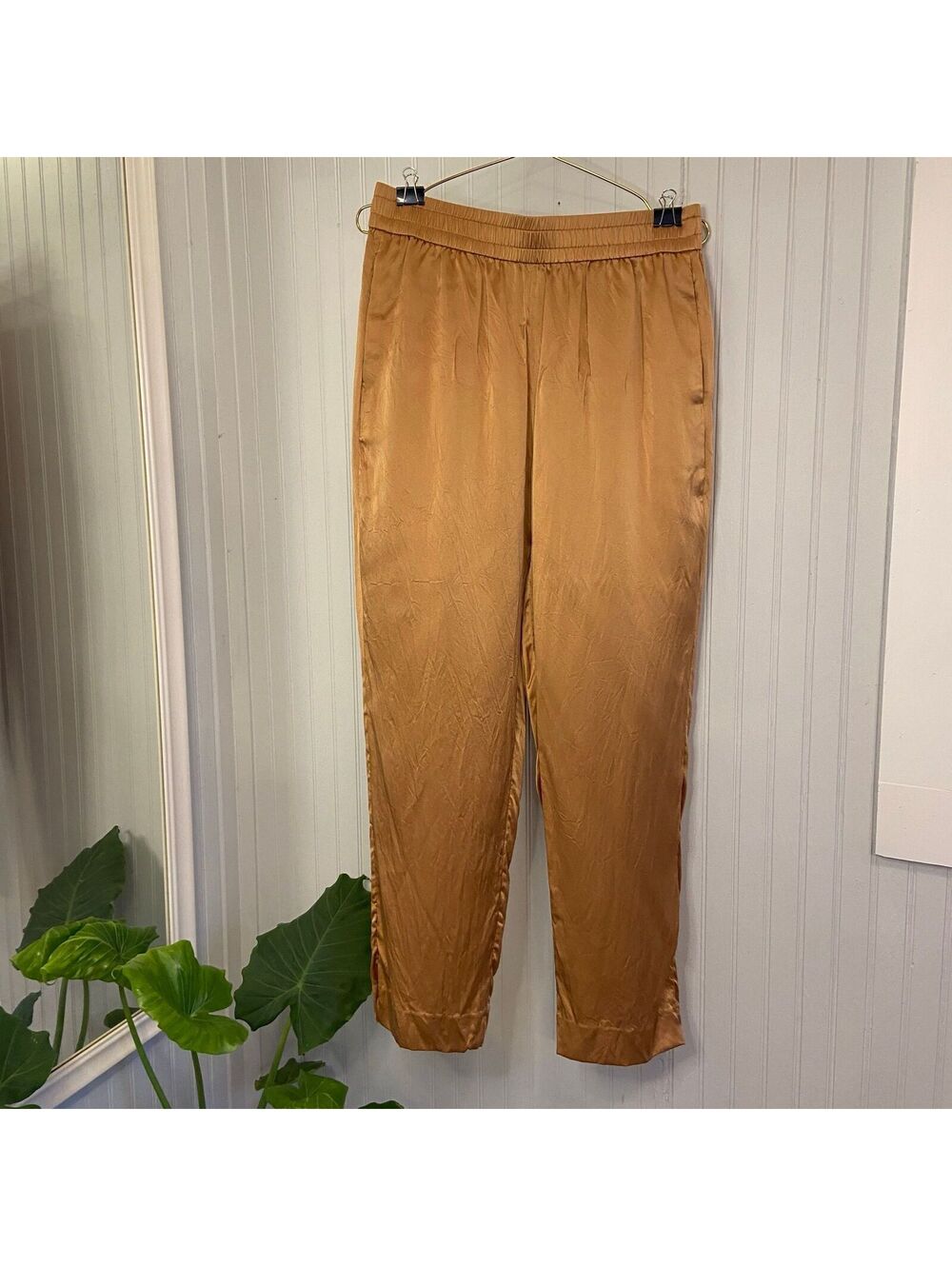 J.Crew Gold Pants Satin Wide Leg Boho Luxury Old Money Resort Festival